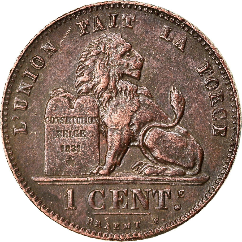 Coin, Belgium, Leopold II, Centime, 1907, AU(55-58), Copper, KM:33.1