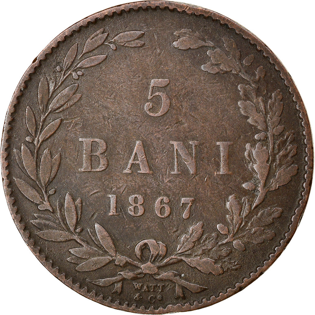 Coin, Romania, Carol I, 5 Bani, 1867, VF(30-35), Copper, KM:3.2