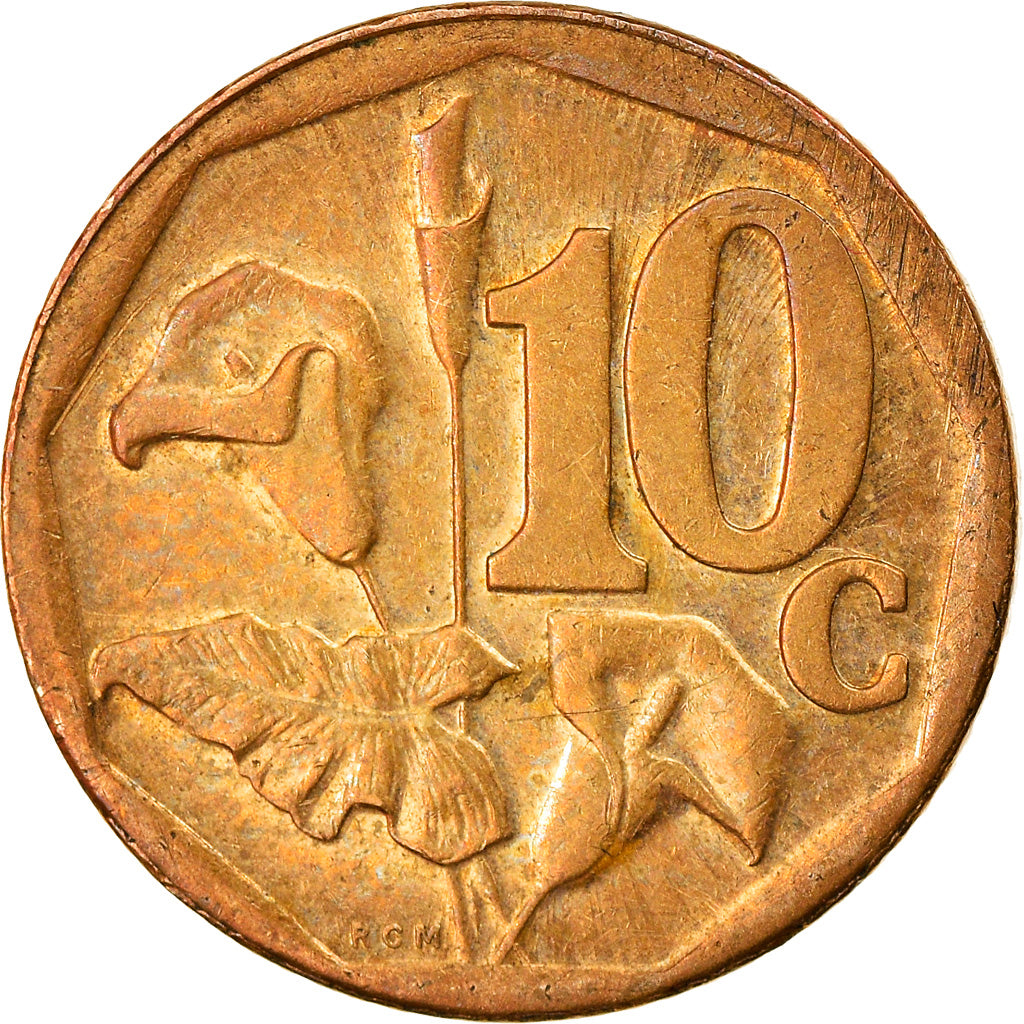 Moneta, Sudafrica, 10 Cents, 2008, Pretoria, BB+, Acciaio placcato in bronzo