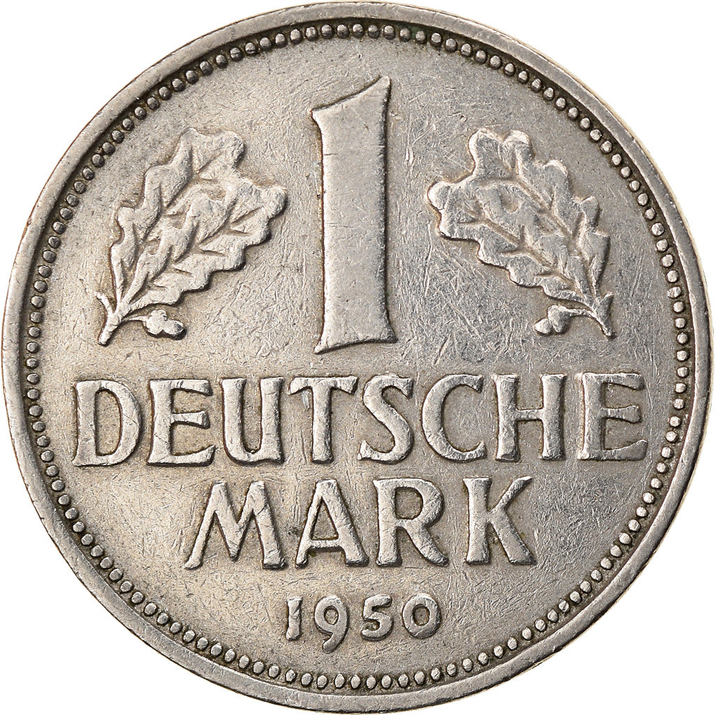 Coin, GERMANY - FEDERAL REPUBLIC, Mark, 1950, Karlsruhe, EF(40-45)