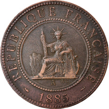 Moneta, FRANCUSKIE INDOCHINY, Cent, 1885, Paris, EF(40-45), Bronze, KM:1