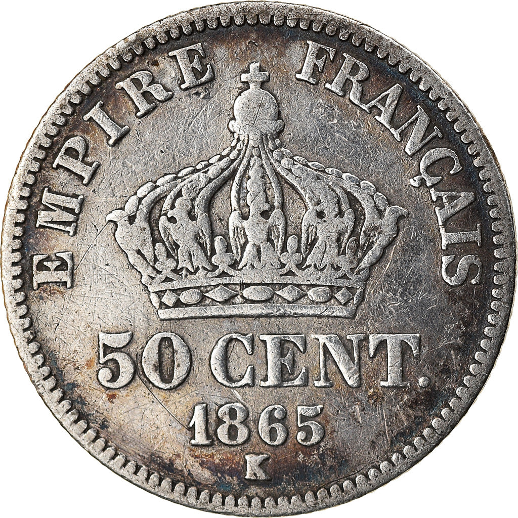 Münze, Frankreich, Napoléon III, 50 Centimes, 1865, Bordeaux, S, Silber