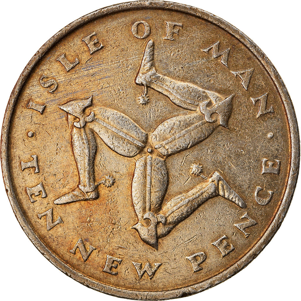 Moneta, Isola di Man, Elizabeth II, 10 New Pence, 1975, BB, Rame-nichel, KM:23