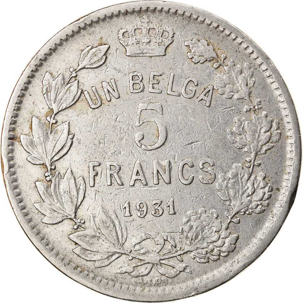 Munten, België, Albert I, 5 Francs, 5 Frank, 1931, ZF, Nickel, KM:97.1