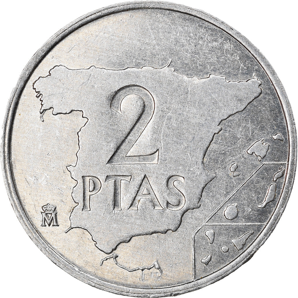 Munten, Spanje, Juan Carlos I, 2 Pesetas, 1984, Madrid, ZF+, Aluminium, KM:822