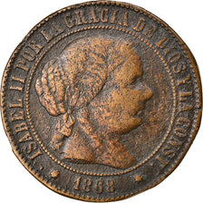 Moneta, Spagna, Isabel II, 5 Centimos, Madrid, MB+, Rame, KM:635.5