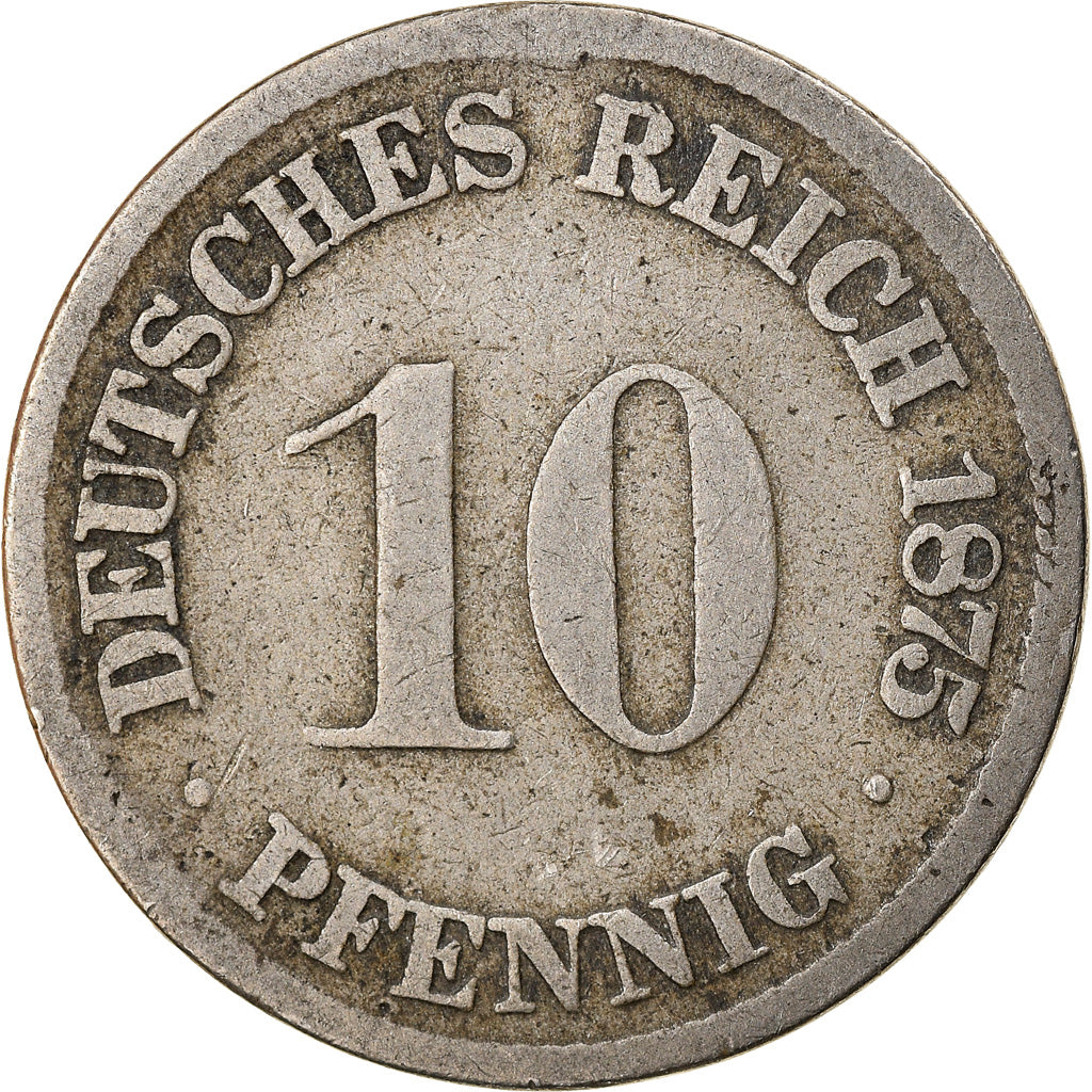 Coin, GERMANY - EMPIRE, Wilhelm I, 10 Pfennig, 1875, Stuttgart, VF(30-35)