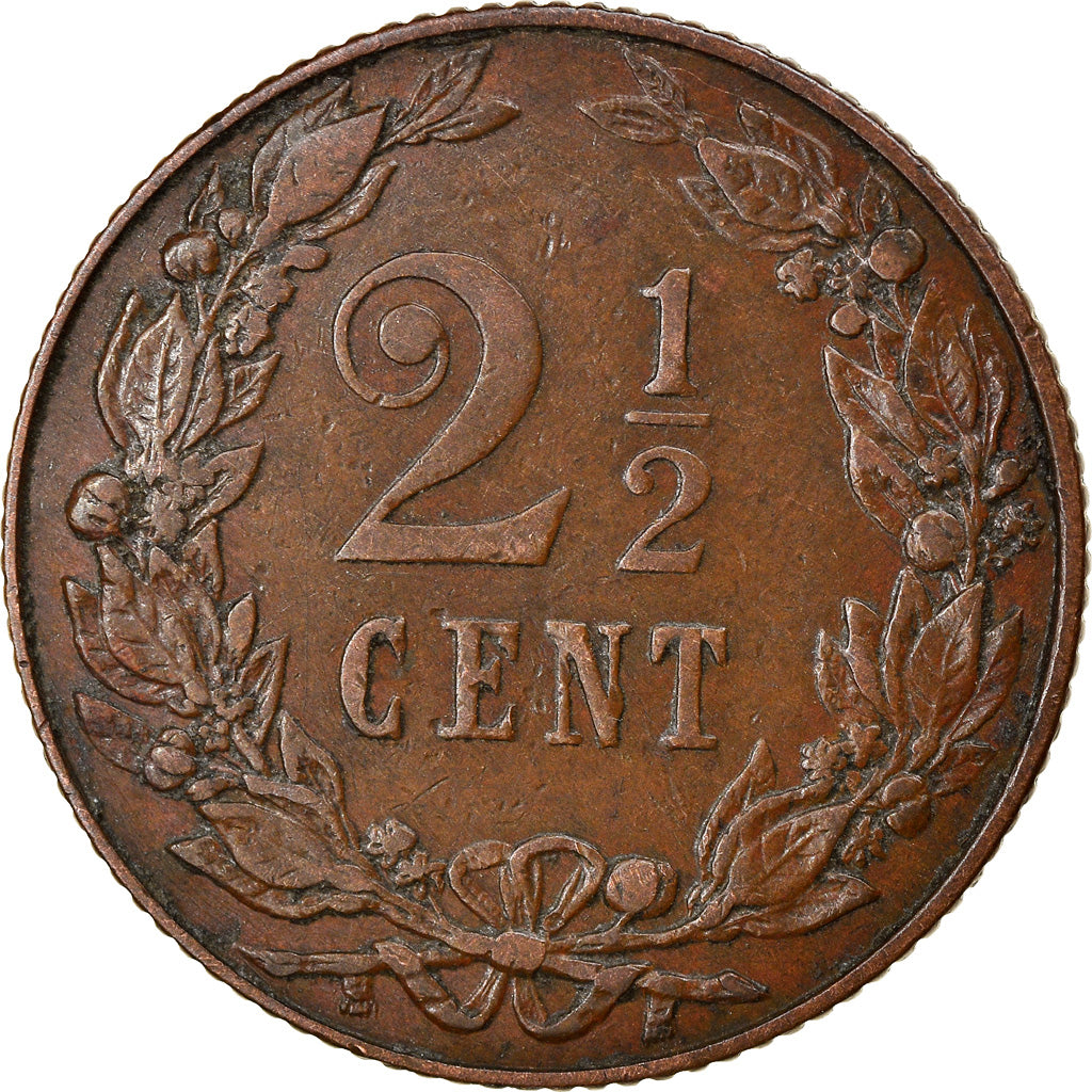 Coin, Netherlands, Wilhelmina I, 2-1/2 Cent, 1904, EF(40-45), Bronze, KM:134
