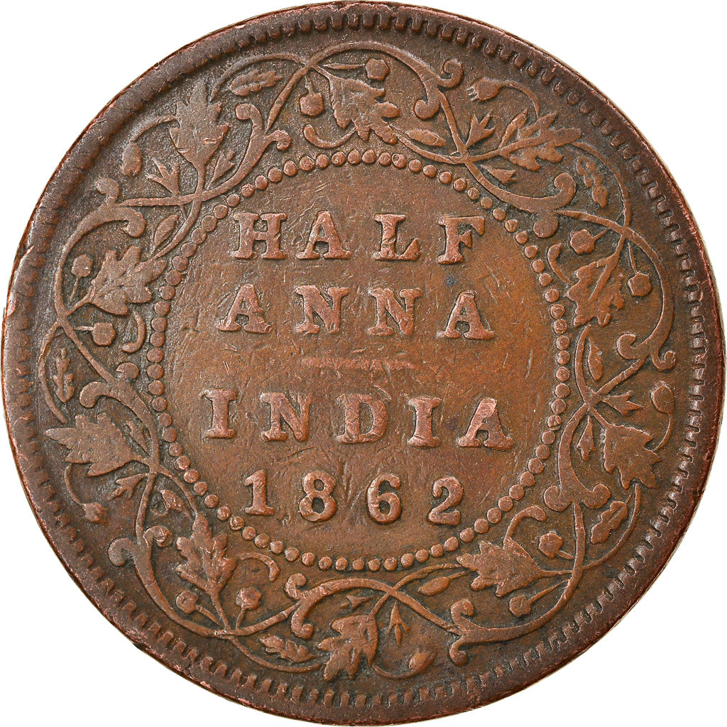 Münze, INDIA-BRITISH, Victoria, 1/2 Anna, 1862, S, Kupfer, KM:468