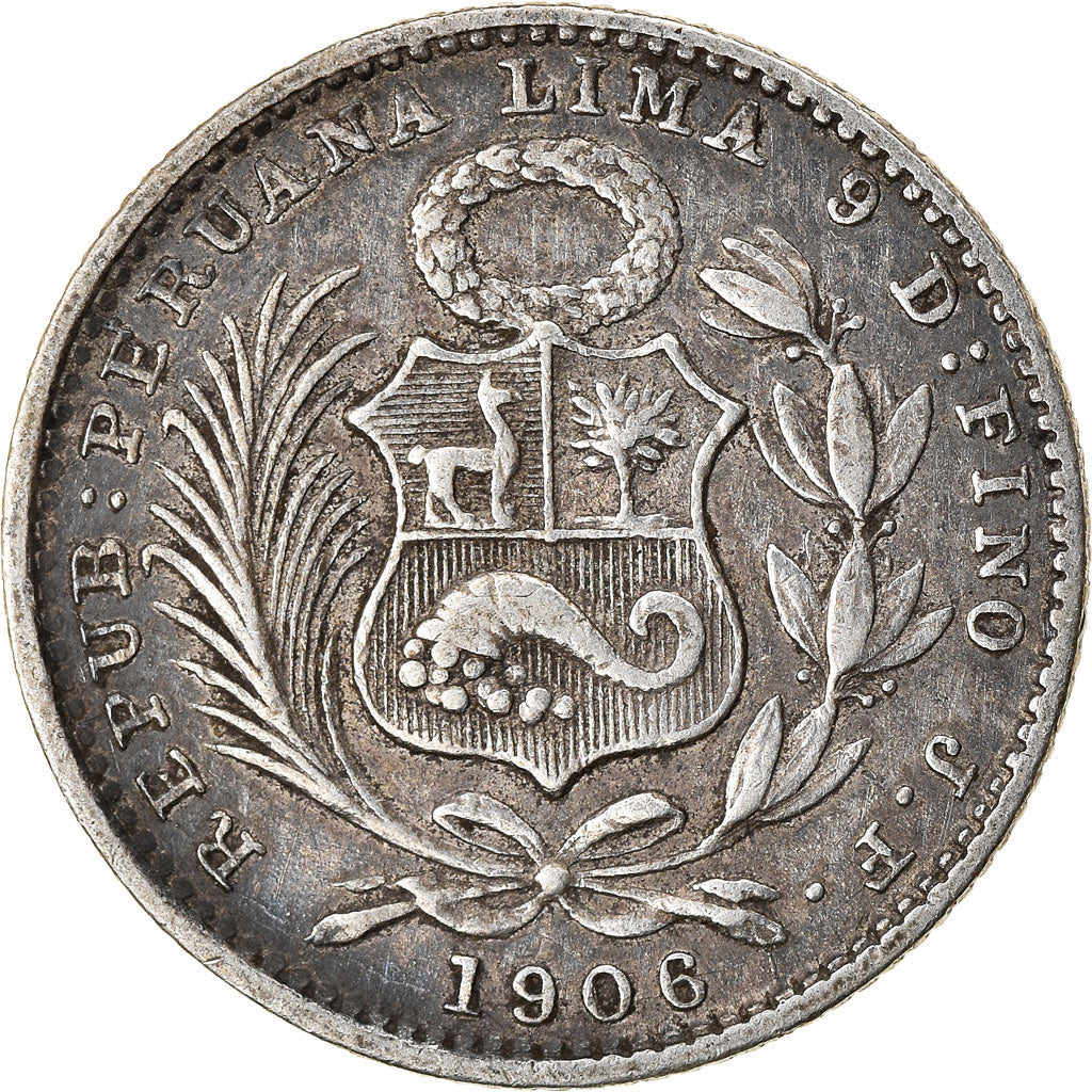 Coin, Peru, Dinero, 1906, Lima, AU(50-53), Silver, KM:204.2