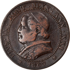Moneda, PAPAL STATES, Pius IX, Soldo, 5 Centesimi, 1867, Roma, MBC