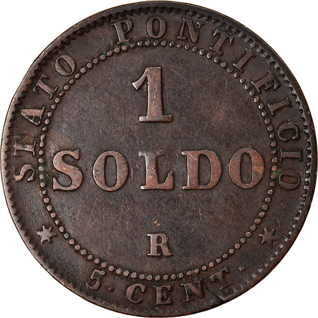 Moneda, PAPAL STATES, Pius IX, Soldo, 5 Centesimi, 1867, Roma, MBC