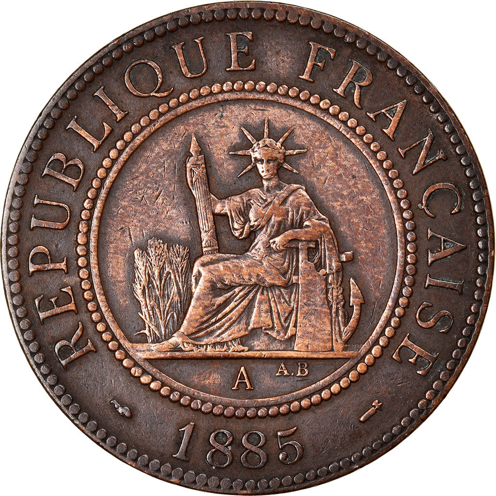 Moneta, INDOCINA FRANCESE, Cent, 1885, Paris, BB, Bronzo, KM:1, Lecompte:37