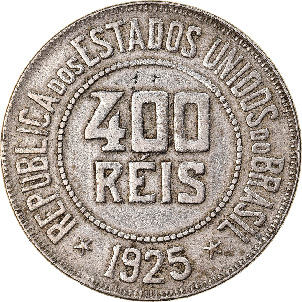 Coin, Brazil, 400 Reis, 1925, AU(50-53), Copper-nickel, KM:520