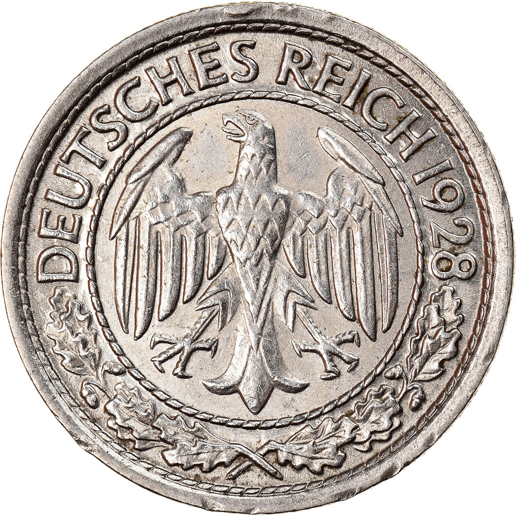 Coin, GERMANY, WEIMAR REPUBLIC, 50 Reichspfennig, 1928, Muldenhütten