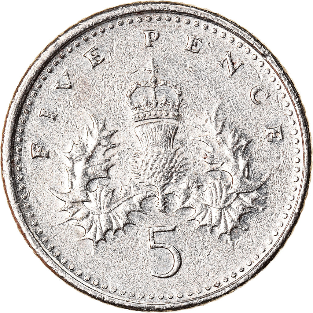 Coin, Great Britain, Elizabeth II, 5 Pence, 2004, AU(55-58), Copper-nickel