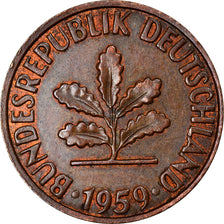 Coin, GERMANY - FEDERAL REPUBLIC, 2 Pfennig, 1959, Hambourg, AU(50-53), Bronze