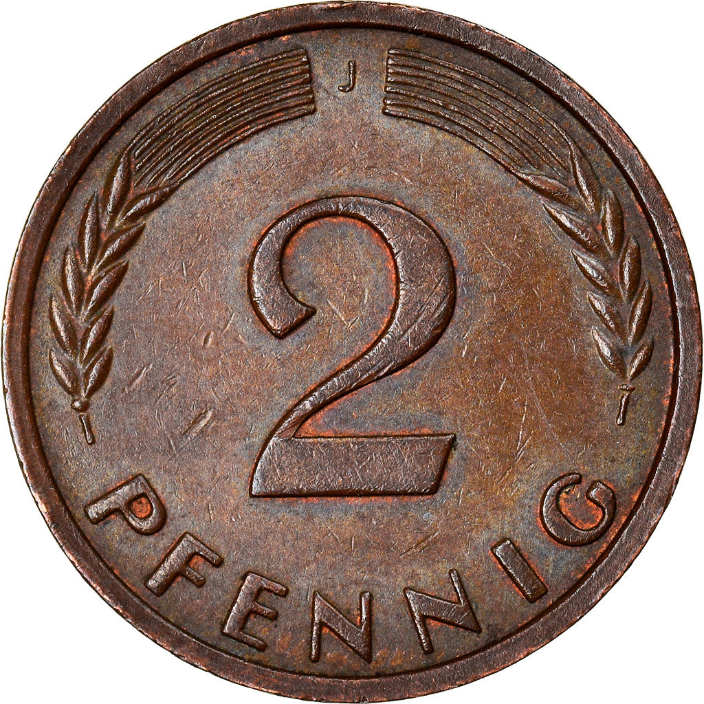 Coin, GERMANY - FEDERAL REPUBLIC, 2 Pfennig, 1959, Hambourg, AU(50-53), Bronze