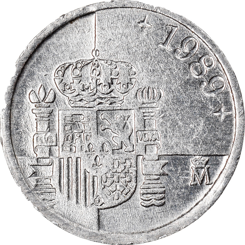 Moeda, Espanha, Juan Carlos I, Peseta, 1989, Madrid, AU(55-58), Alumínio