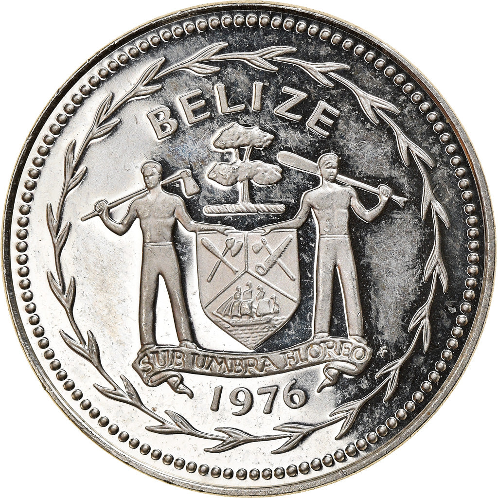 Coin, Belize, 5 Cents, 1976, Franklin Mint, Proof, MS(65-70), Silver, KM:47a