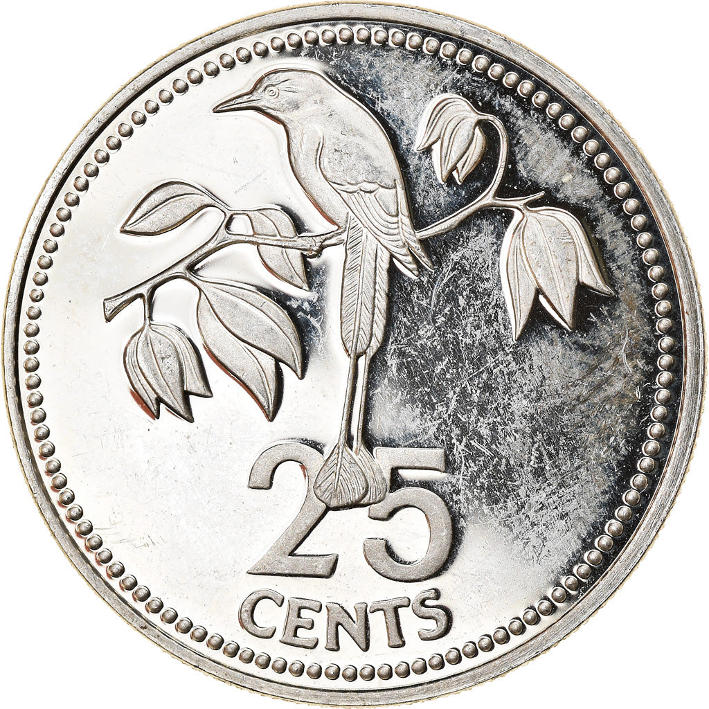 Coin, Belize, 25 Cents, 1976, Franklin Mint, Proof, MS(65-70), Silver, KM:49a