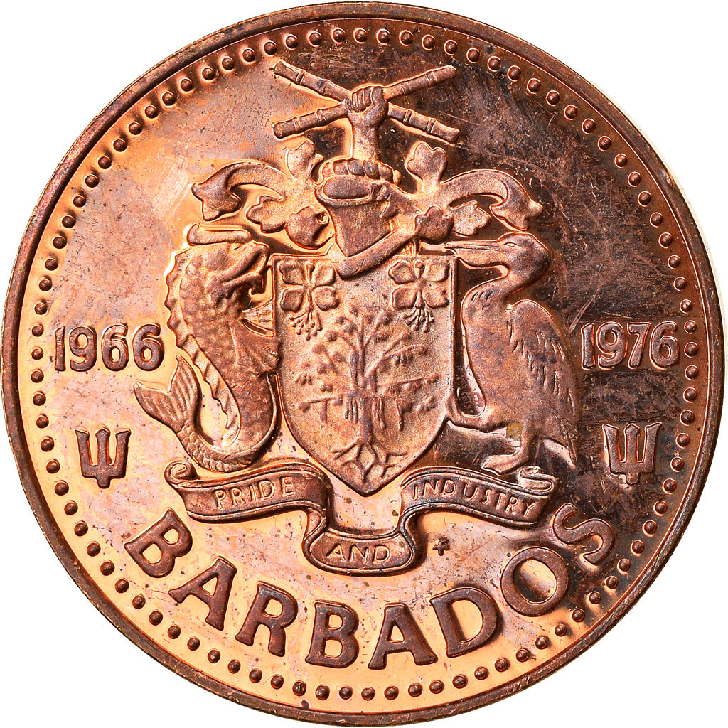 Coin, Barbados, Cent, 1976, Franklin Mint, Proof, MS(60-62), Bronze, KM:19