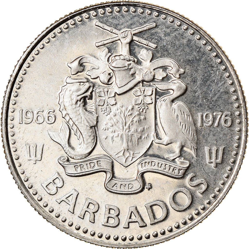 Coin, Barbados, 10 Cents, 1976, Franklin Mint, Proof, MS(60-62), Copper-nickel