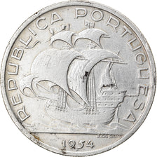 Coin, Portugal, 10 Escudos, 1954, EF(40-45), Silver, KM:586