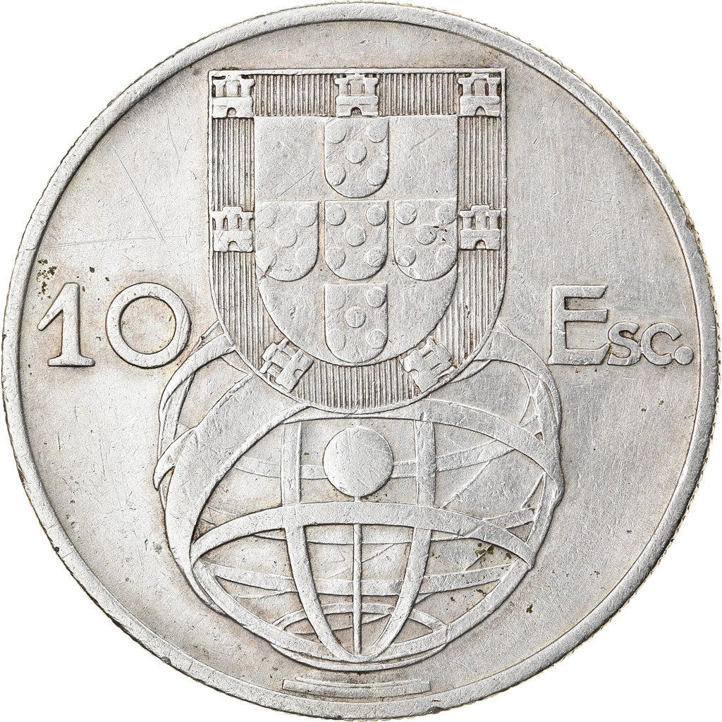 Coin, Portugal, 10 Escudos, 1954, EF(40-45), Silver, KM:586