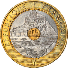Coin, France, Mont Saint Michel, 20 Francs, 1992, AU(55-58), Tri-Metallic