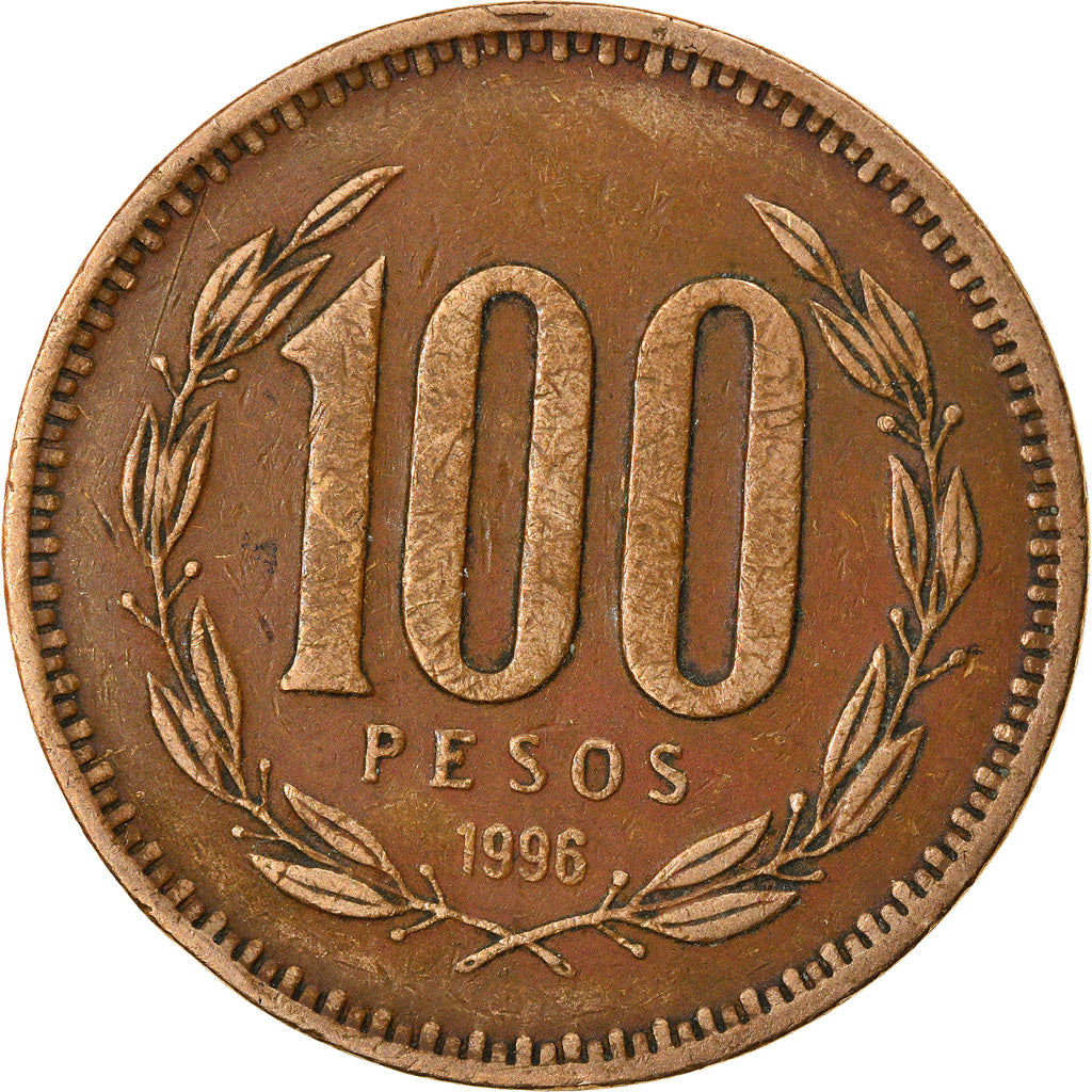 Moneda, Chile, 100 Pesos, 1996, Santiago, MBC, Aluminio - bronce, KM:226.2