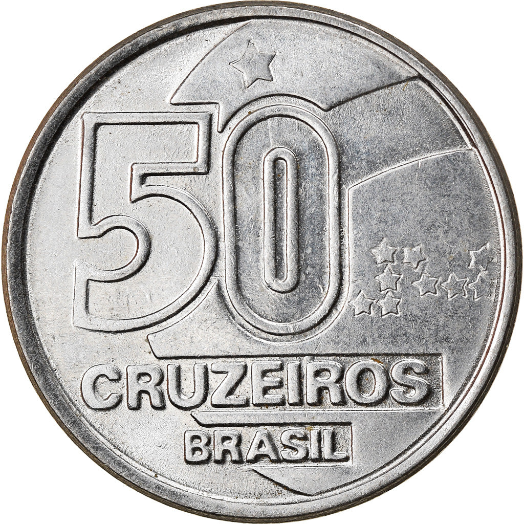 Coin, Brazil, 50 Cruzeiros, 1992, EF(40-45), Stainless Steel, KM:620.2