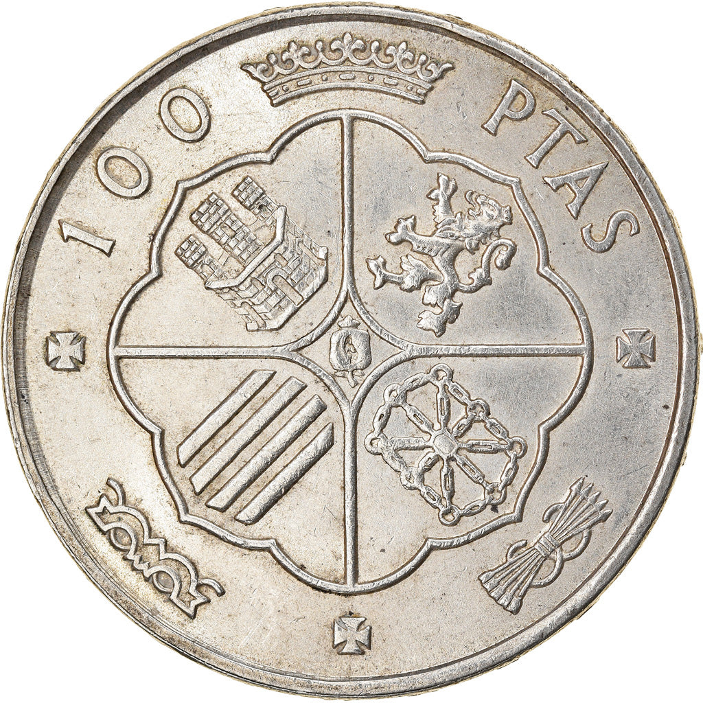 Coin, Spain, Caudillo and regent, 100 Pesetas, 1966, AU(55-58), Silver, KM:797