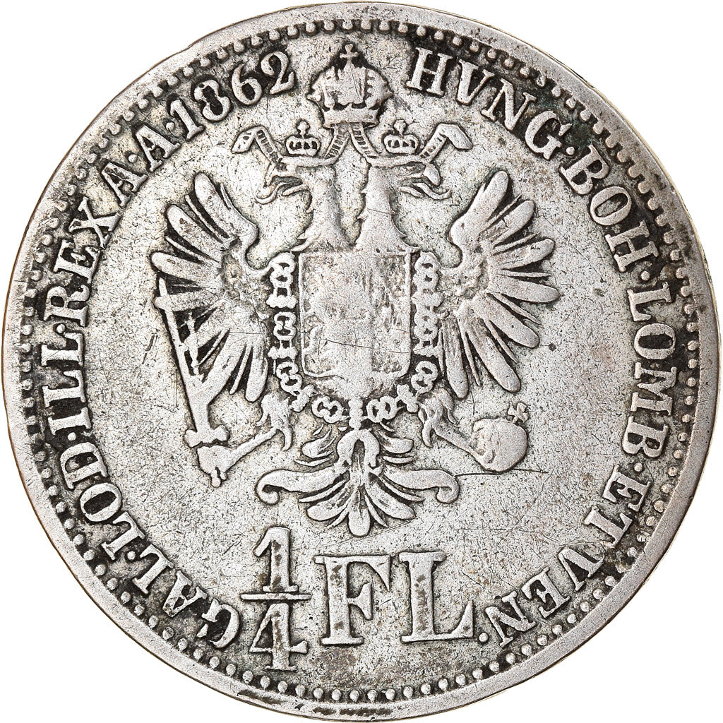 Coin, Austria, Franz Joseph I, 1/4 Florin, 1862, Vienna, VF(30-35), Silver