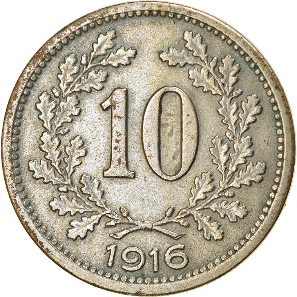 Moneda, Austria, Franz Joseph I, 10 Heller, 1916, MBC, Cobre - níquel - cinc