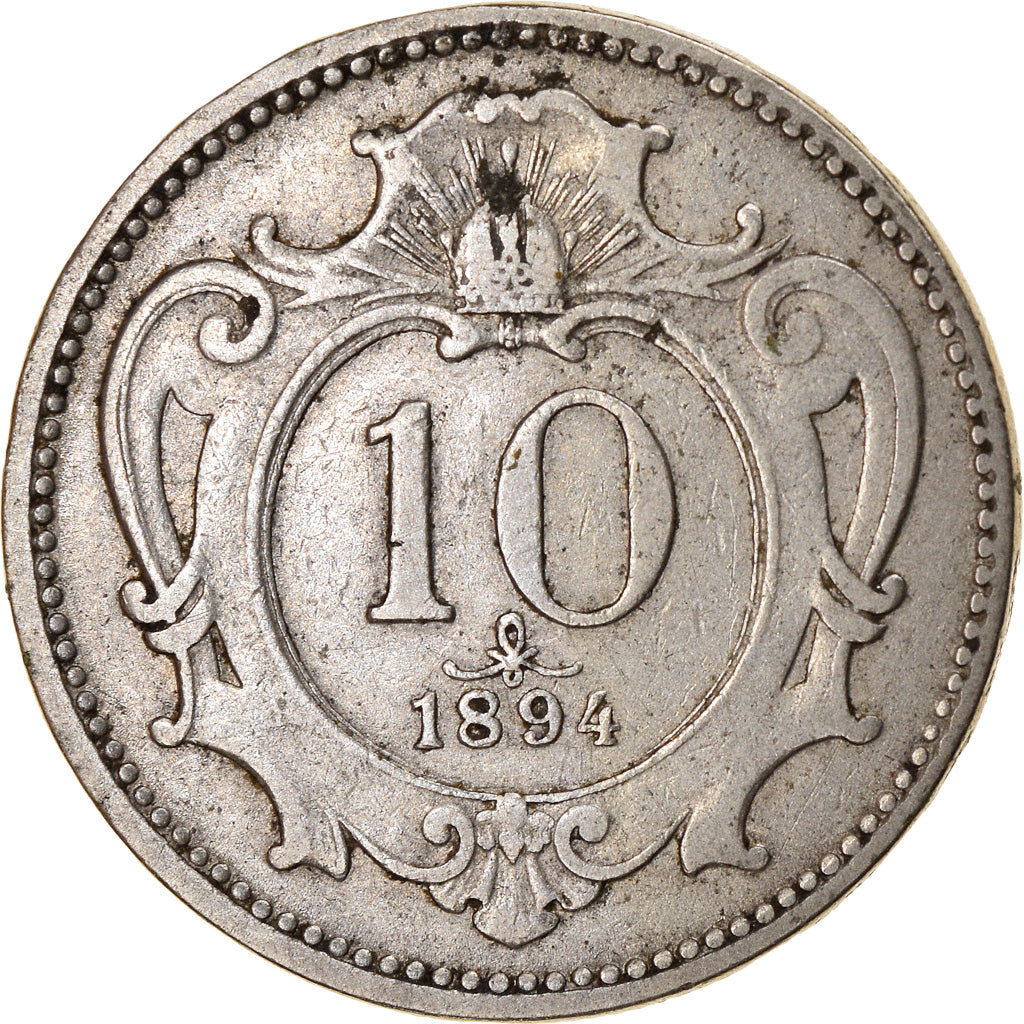 Coin, Austria, Franz Joseph I, 10 Heller, 1894, AU(50-53), Nickel, KM:2802