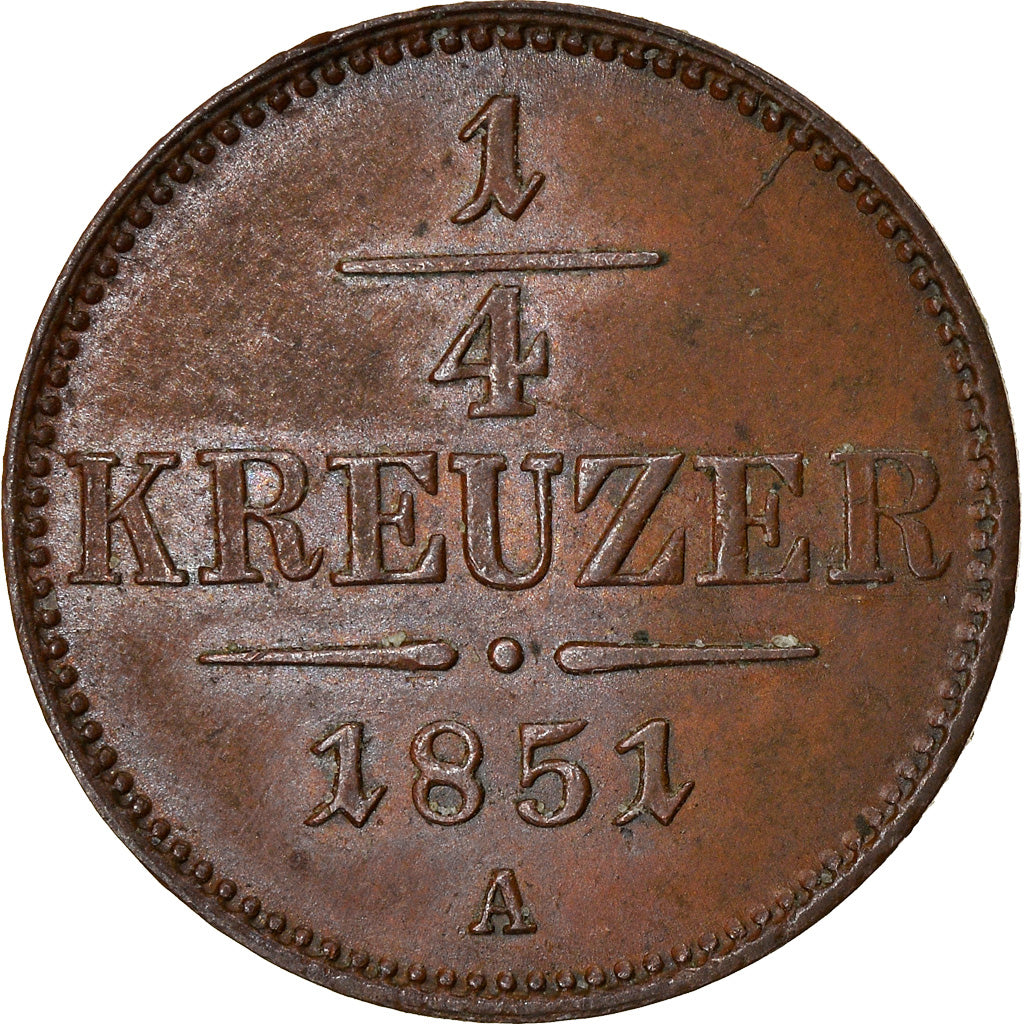 Moneta, Austria, Franz Joseph I, 1/4 Kreuzer, 1851, Vienna, AU(55-58), Miedź