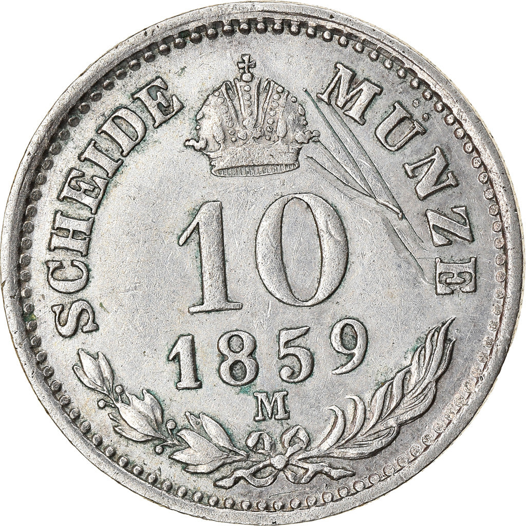 Moneta, Austria, Franz Joseph I, 10 Kreuzer, 1859, EF(40-45), Srebro, KM:2204