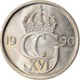 Coin, Sweden, Carl XVI Gustaf, 50 Öre, 1990, AU(55-58), Copper-nickel, KM:855
