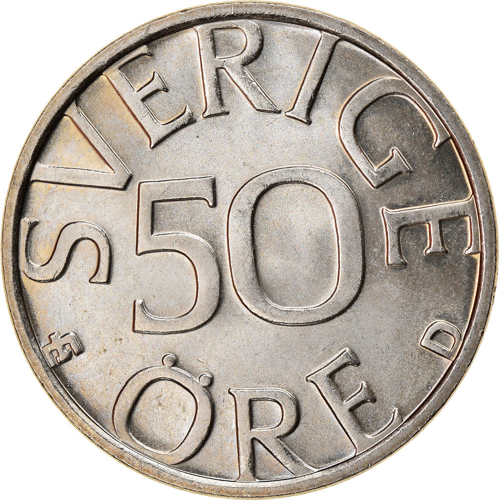 Coin, Sweden, Carl XVI Gustaf, 50 Öre, 1990, AU(55-58), Copper-nickel, KM:855