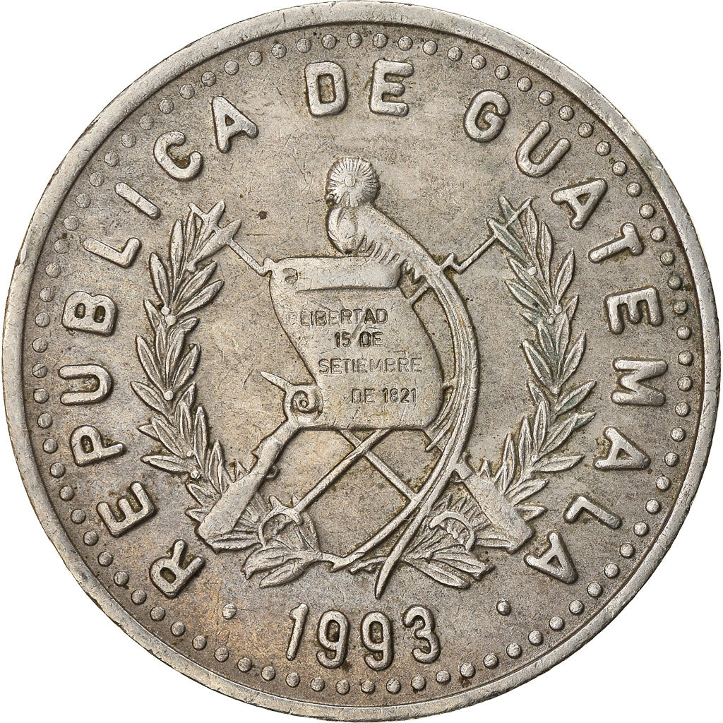 Coin, Guatemala, 25 Centavos, 1993, EF(40-45), Copper-nickel, KM:278.5
