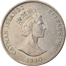 Coin, Cayman Islands, 25 Cents, 1990, AU(50-53), Copper-nickel, KM:90