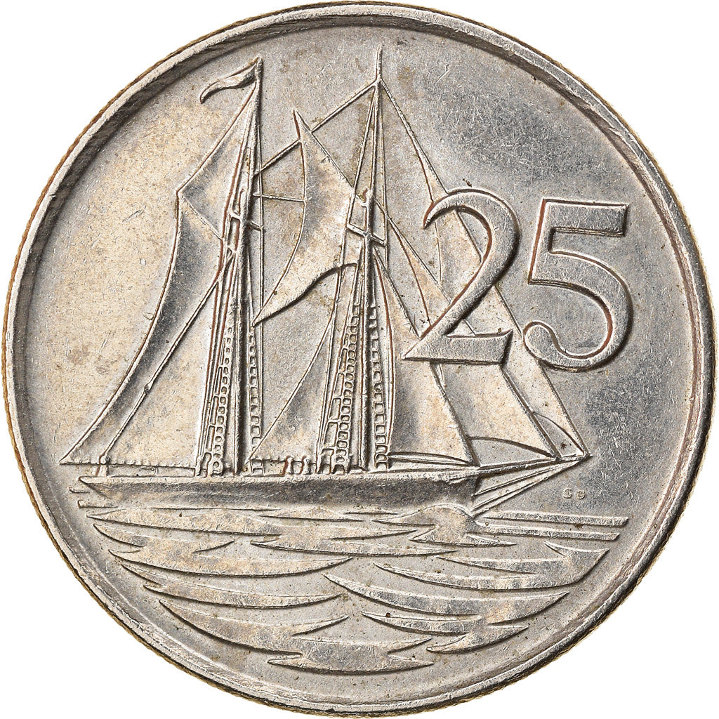 Coin, Cayman Islands, 25 Cents, 1990, AU(50-53), Copper-nickel, KM:90