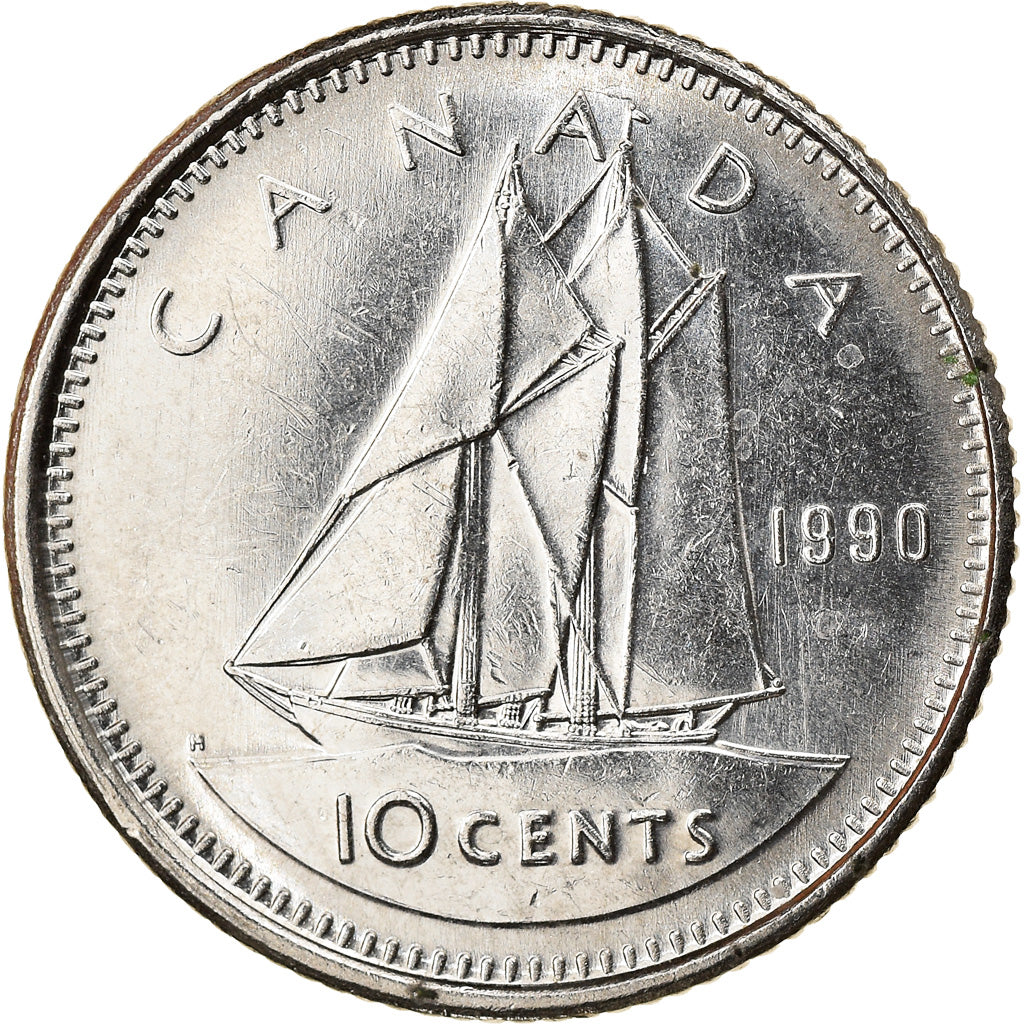 Moneda, Canadá, 10 Cents, 1990, Ottawa, EBC, Níquel, KM:183