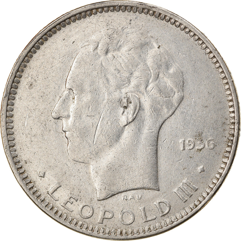 Coin, Belgium, Leopold III, 5 Francs, 5 Frank, 1936, EF(40-45), Nickel, KM:109.1