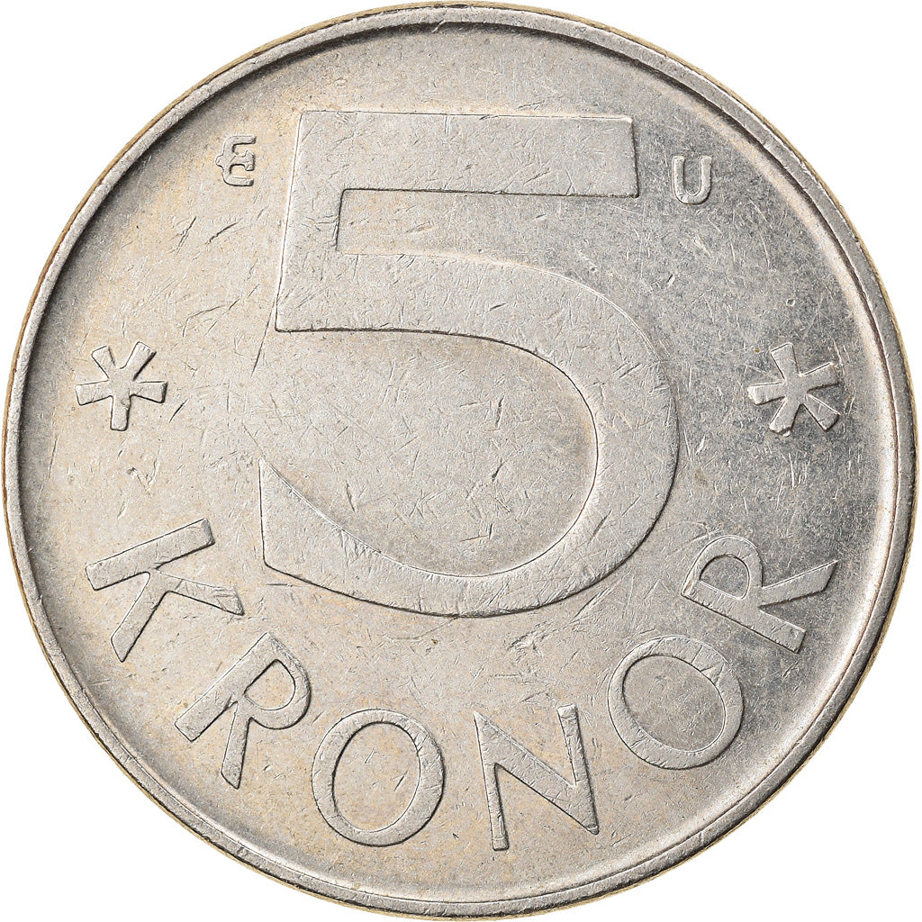 Coin, Sweden, Carl XVI Gustaf, 5 Kronor, 1982, AU(50-53), Copper-nickel, KM:853