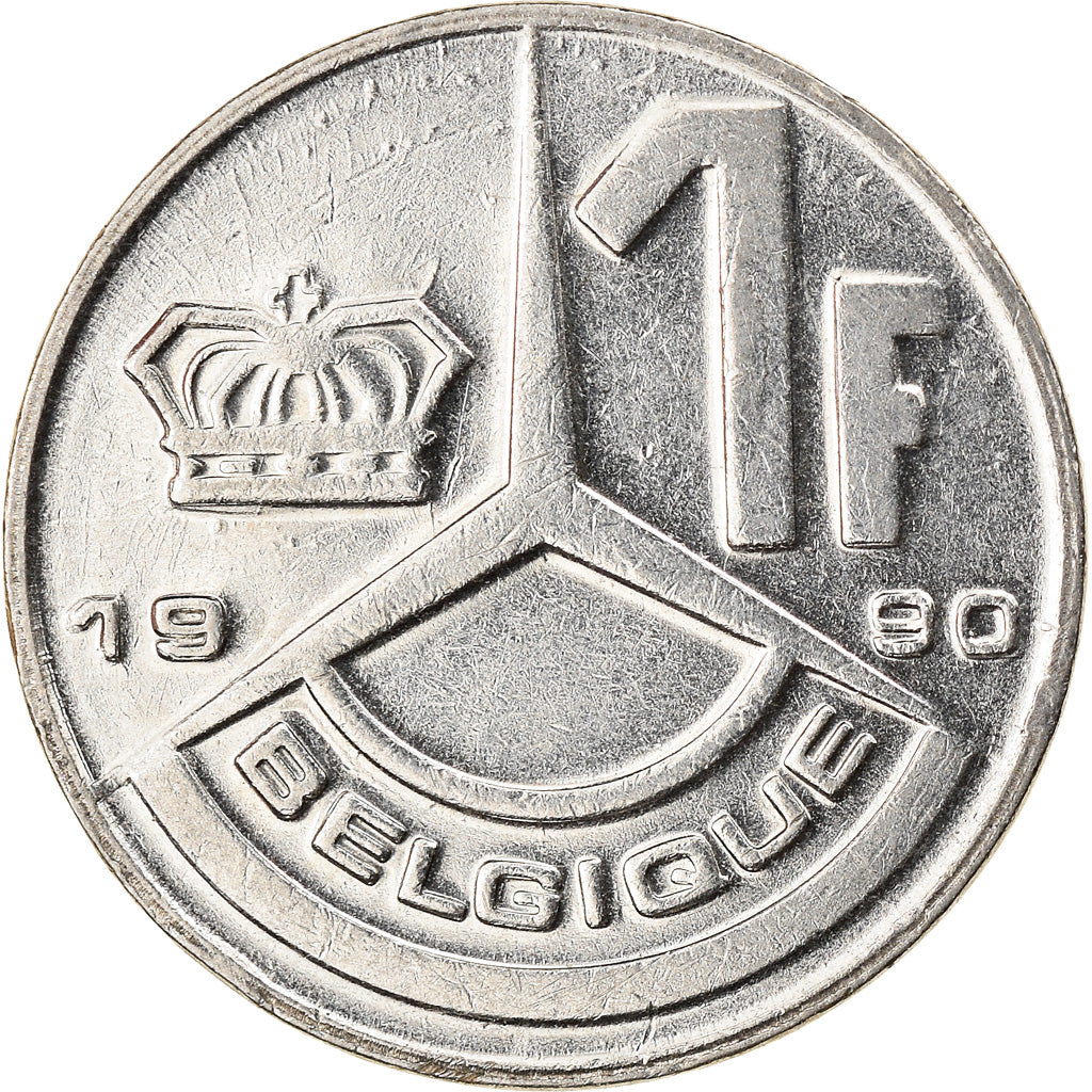 Coin, Belgium, Baudouin I, Franc, 1990, AU(55-58), Nickel Plated Iron, KM:170