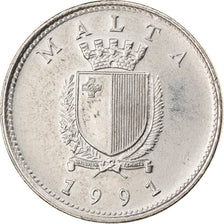 Monnaie, Malte, 10 Cents, 1991, TTB+, Copper-nickel, KM:96