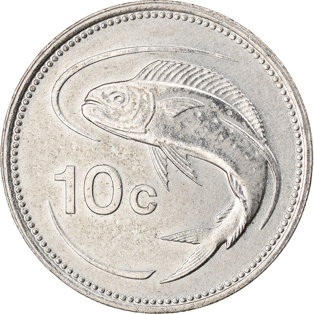 Coin, Malta, 10 Cents, 1991, AU(50-53), Copper-nickel, KM:96