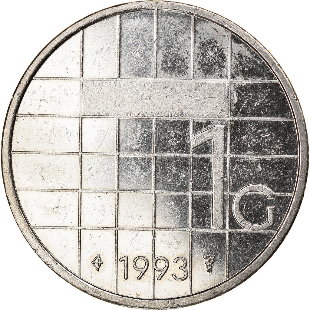 Coin, Netherlands, Beatrix, Gulden, 1993, AU(55-58), Nickel, KM:205